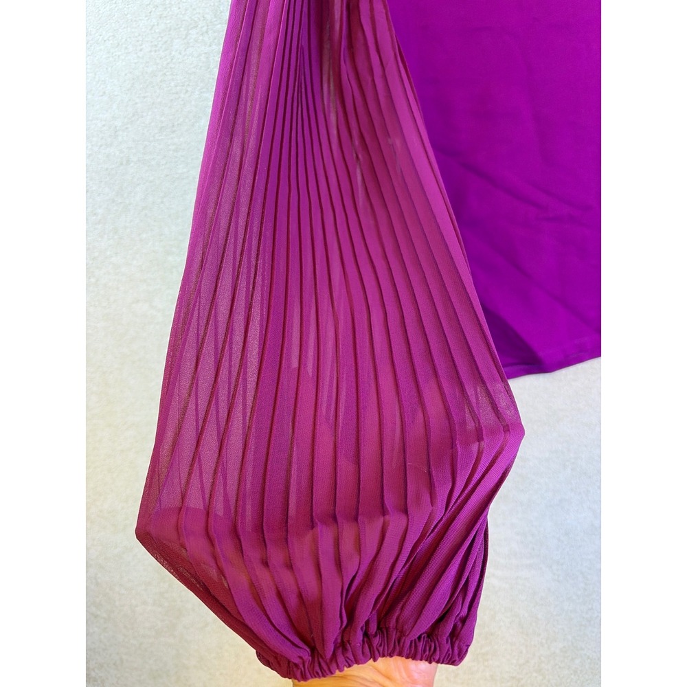 Nine West Knit Top Womens Large Purple Pleated Long Balloon Sleeve Feminine NEW - Picture 4 of 7